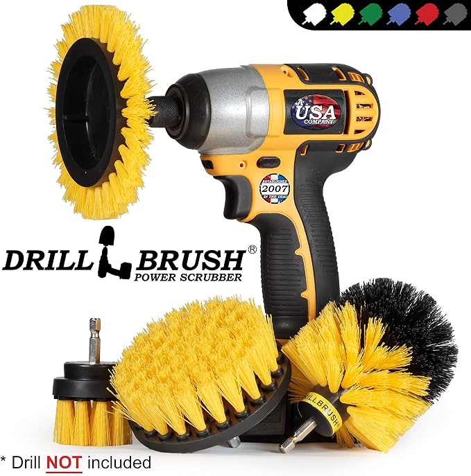 Yellow Drill Brush Attachments for Cleaning Shower, Bathroom - Image 4