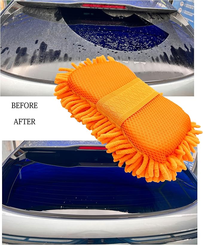 Microfiber Car Wash Sponge-Non-Scratch Wash Mitt-Two Sided Chenille Microfiber - Image 4