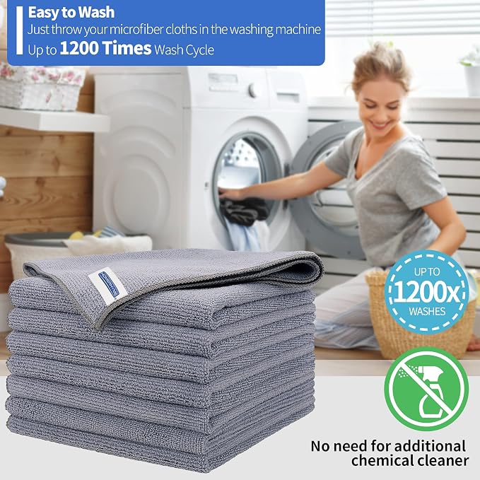 HOMERHYME Microfiber Cleaning Cloth, Premium 8 Pack Cleaning Towels, Lint-Free - Image 6
