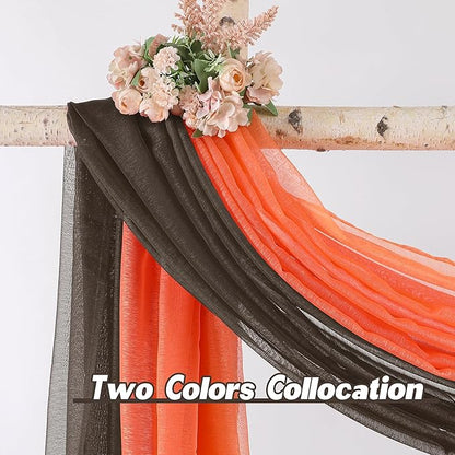 DONREN Chocolate Brown Window Scarf for Outdoor Decoration - Add Luxury Beautiful Elegant Effect to Curtain Panels (1 Panel, 52 x 288 Inches Long)