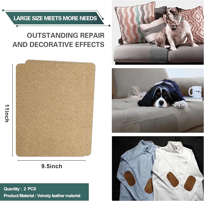 Azobur Couch Patch Repair Fabric, Microfiber Fabric, Self-Adhesive, - Image 2