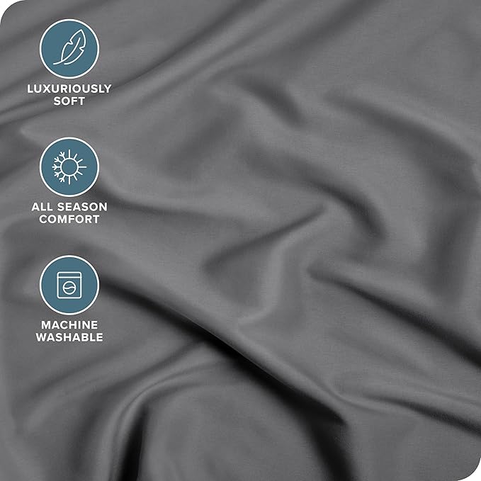 Bare Home Fitted Bottom Sheet King Size - Premium 1800 Microfiber - Ultra-Soft Hotel Luxury - Deep Pocket - Durable and Long Lasting - Fitted Sheet (King, Grey)
