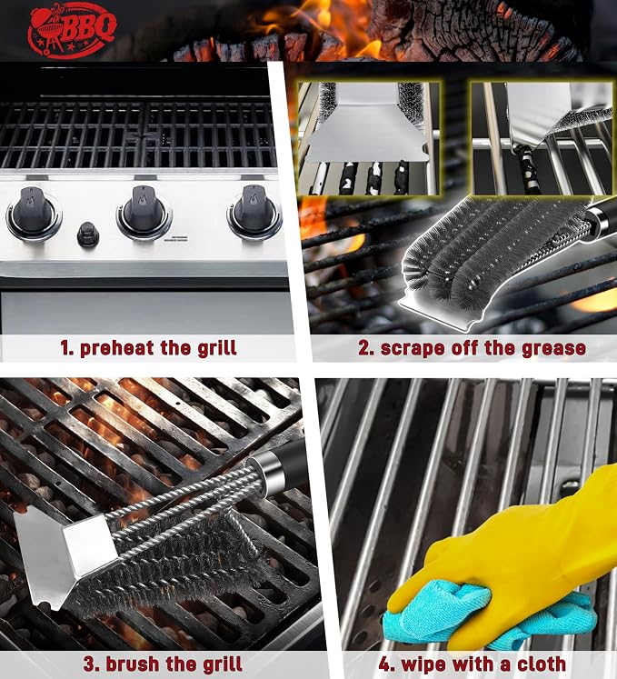 TNTOR Grill Brush with Scraper, Extra Strong Grill Cleaner Accessories - Image 6