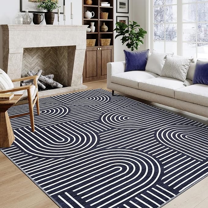Washable Rug 5x7 Area Rugs for Living Room, Abstract Rug for Bedroom, Soft by ROYHOME