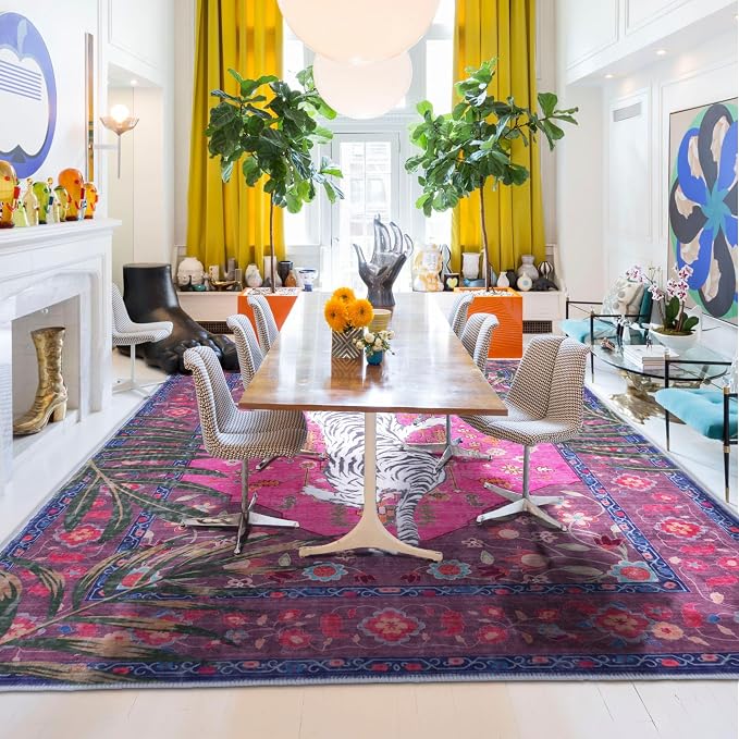 5x7 FT Leopard Rug for Living Room Hot Pink Leopard Vintage Animal Rug - Image 6