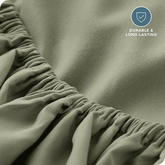 Bare Home Fitted Bottom Sheet King Size - Premium 1800 Microfiber - Ultra-Soft Hotel Luxury - Deep Pocket - Durable and Long Lasting (King, Sage)