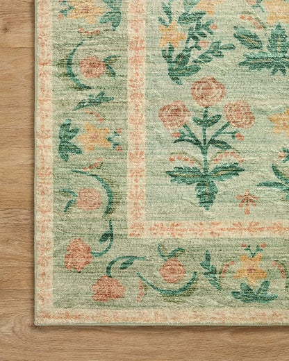 Loloi Rifle Paper Co. Eden Collection EDE-01 Mughal Rose Moss 5'-0" x 7'-6" Area Rug feat. CloudPile™