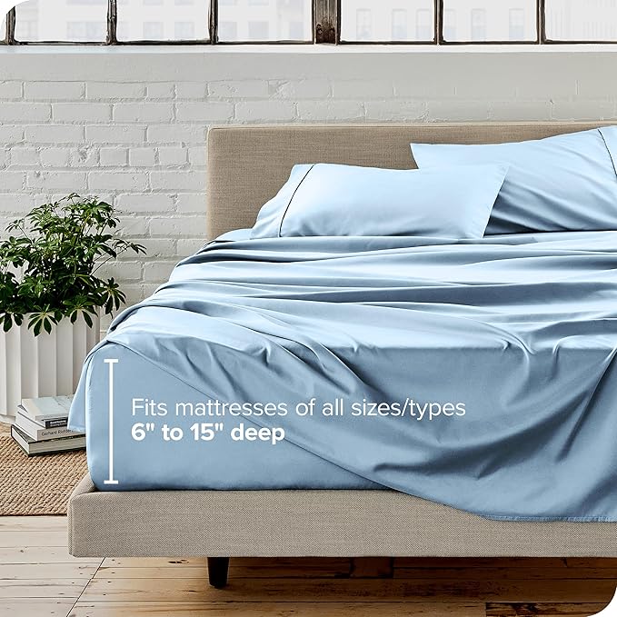 Bare Home Twin Sheet Set - 1800 Ultra-Soft Microfiber Twin Bed Sheets - Double Brushed - Deep Pockets - Easy Fit - Extra Soft - 3 Piece Set - Bedding Sheets & Pillowcases (Twin, Light Blue)
