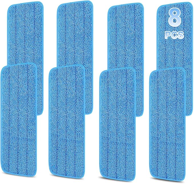 8 Pack 16.5 inch Reusable Mop Pads Microfiber Spray Mop Replacement Heads by H-Gamely