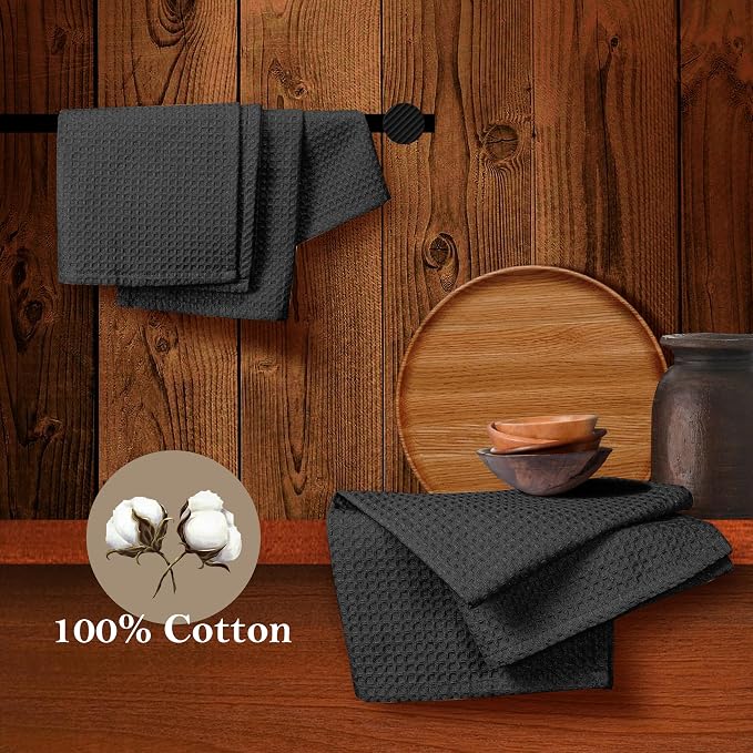 Black Waffle Dishcloths, 12x12 Inch, and Durable, Quick Drying, Machine Washable - Image 4