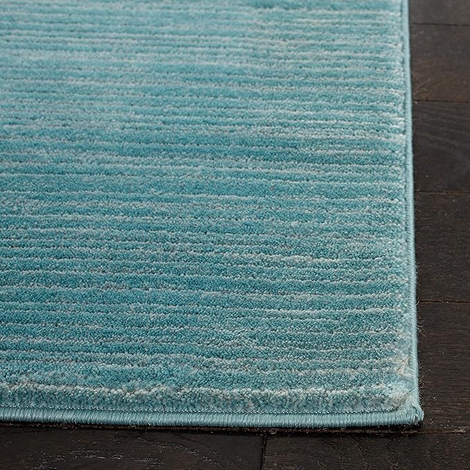 SAFAVIEH Vision Collection Area Rug - 6'7" Square, Aqua, Modern Ombre Design, Non-Shedding & Easy to Clean, Ideal for Living Room, Bedroom, Dining Space (VSN606B)