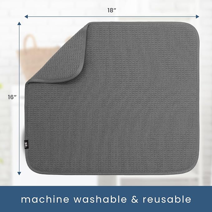 S&T INC. Dish Drying Mat, 16” x 18”, Absorbent Microfiber Kitchen Counter Mat - Image 6
