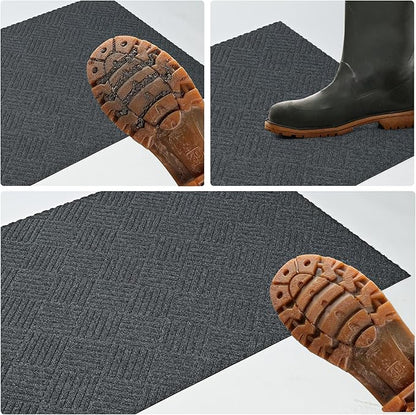 jxgzyy Commercial Hallway Runner Rugs 2'11" x 9'10", Non-Slip Indoor Outdoor Doormat, Heavy Duty Floor Mat for Entrance, Porch, Patio, Garage, High Traffic Area, Dark Grey