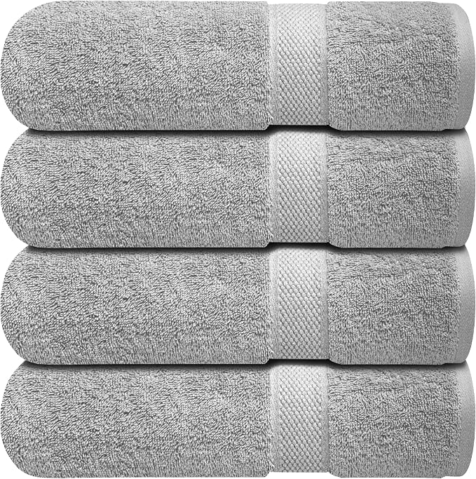 Infinitee Xclusives Luxury 100% Ring-Spun Cotton Bath Towels Set of 4 – Soft by InfiniteeXclusives