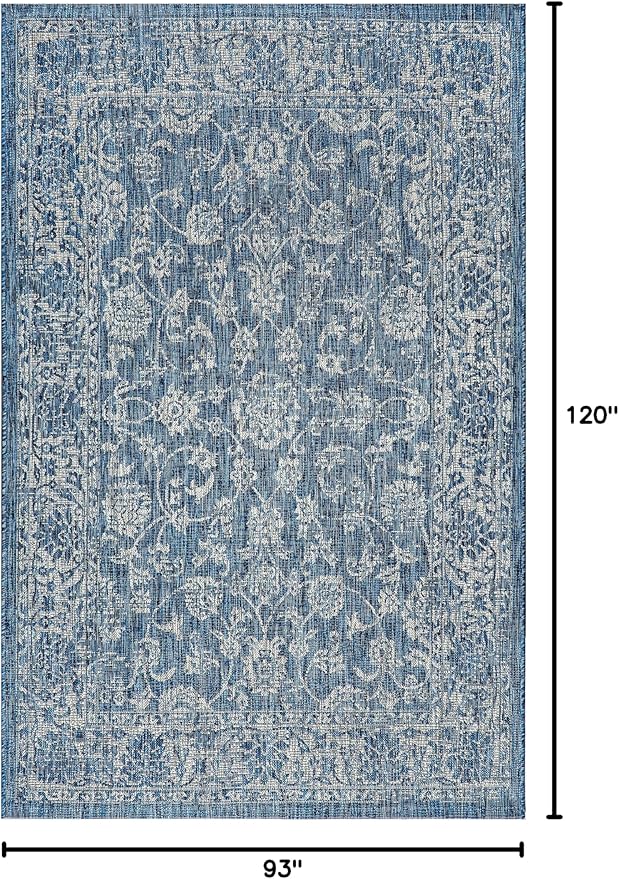 JONATHAN Y Weave Floral Indoor Outdoor Area Rug 8X10 Navy/Gray, Tela Bohemian Textured for Backyard, Patio, Porch, Easy-Cleaning, High Traffic, Pet-Friendly, Non-Shedding (SMB100B-8)