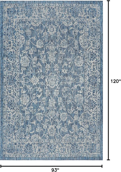 JONATHAN Y Weave Floral Indoor Outdoor Area Rug 8X10 Navy/Gray, Tela Bohemian Textured for Backyard, Patio, Porch, Easy-Cleaning, High Traffic, Pet-Friendly, Non-Shedding (SMB100B-8)