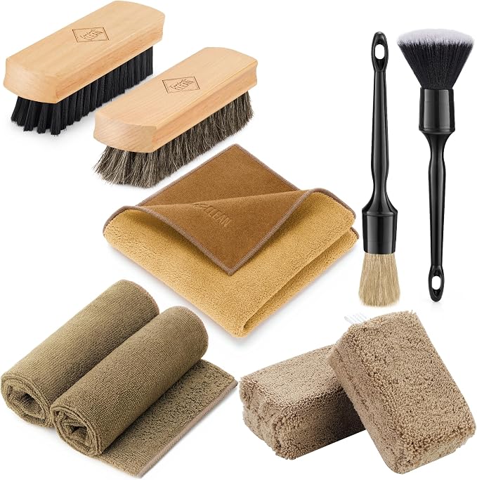 Fantasticlean 9PC Car Detailing Kit，Boars Hair Brush，Horse Hair by Fantasticlean