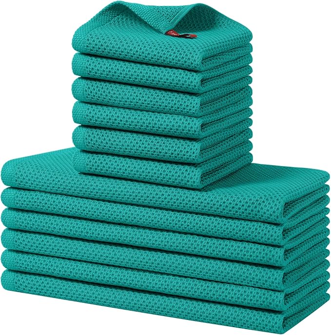 Homaxy 100% Cotton Kitchen Towels and Dishcloths Set, 12 x 12 Inches and 13 x by Homaxy