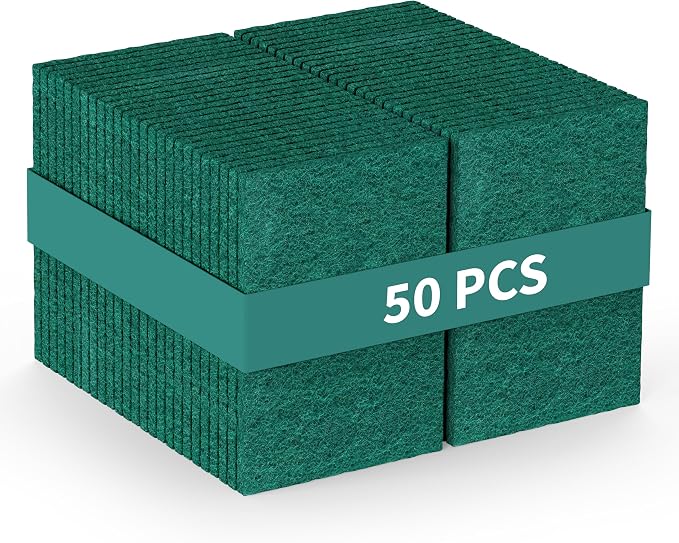 50-Pack Heavy Duty Green Scouring Pads 4x6 Inch | Reusable Non-Scratch Scrub by BayStateImporters