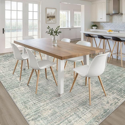9x12 Area Rug Living Room: Washable Large Neutral Green Rugs Abstract Soft Modern Stain Resistant Indoor Floor Non-Slip Carpet for Bedroom Nursery Kids Office Playroom Dining Room Under Table Home