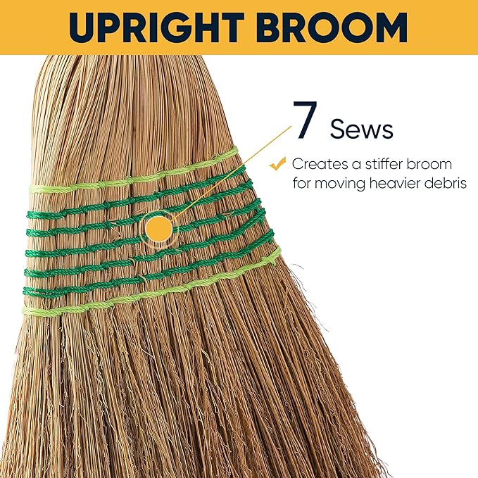 Yocada Heavy-Duty Corn Broom Commercial Indoor Outdoor Broom 59.8 inch Tall - Image 2