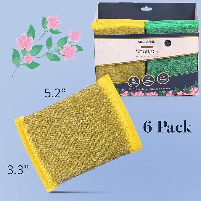 Simplified 6-Pack Steel Scouring Sponges - Image 6