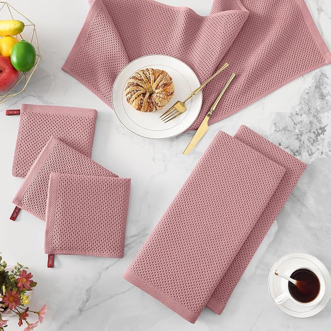 Kitinjoy 100% Cotton Waffle Weave Kitchen Hand Towels - Image 3