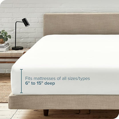 Bare Home Fitted Bottom Sheet California King Size - Premium 1800 Microfiber - Ultra-Soft Hotel Luxury - Deep Pocket - Durable and Long Lasting (Cal King, Cream)
