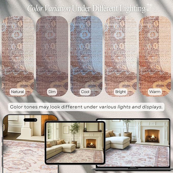 Fame Rugs Brown Modern Oushak Rug 2'6"x10, Vintage Turkish Colorful Oriental Antique Inspired Foldable Long Washable Runner Rugs, Luxury Living Room Bedroom (383BB, 2'6" x 10')