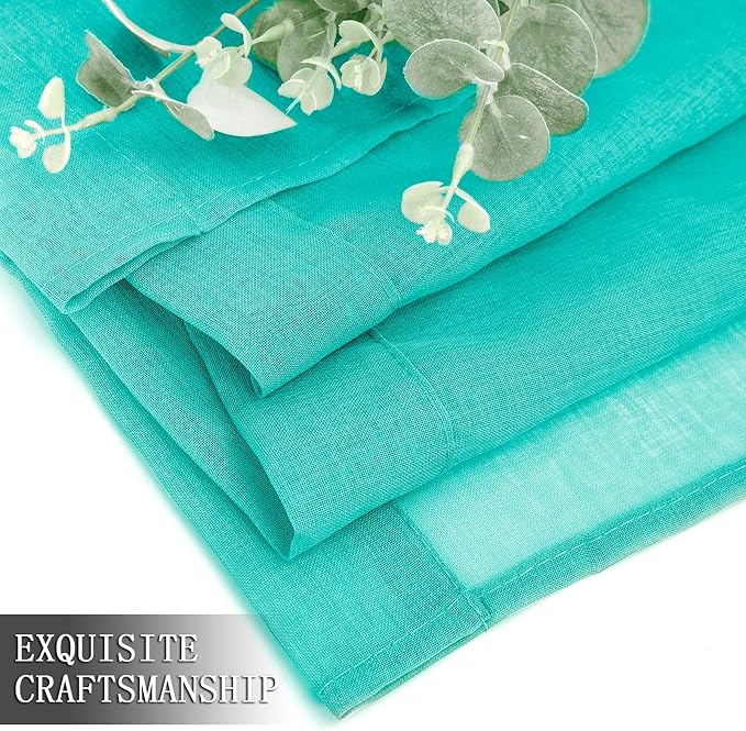 Tollpiz Sheer Tier Curtain Linen Textured Half Kitchen Curtains Sheer Light - Image 7