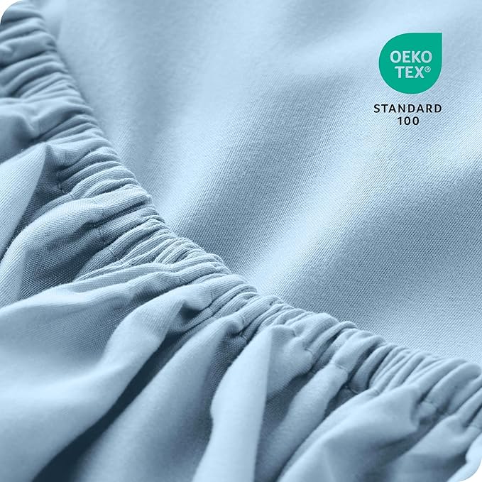 Bare Home 2-Pack Fitted Bottom Sheets Queen - Premium 1800 Ultra-Soft Wrinkle Resistant Microfiber - Deep Pocket (Queen, Light Blue)