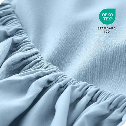 Bare Home 2-Pack Fitted Bottom Sheets Queen - Premium 1800 Ultra-Soft Wrinkle Resistant Microfiber - Deep Pocket (Queen, Light Blue)
