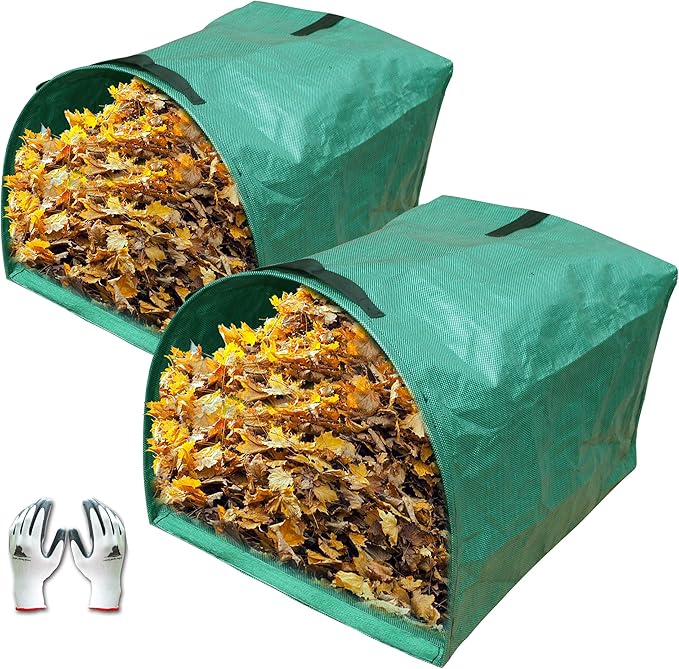 Gardzen 2-Pack 53 Gallon Dustpan-Type Yard Waste Bags, Reusable Heavy Duty by Gardzen
