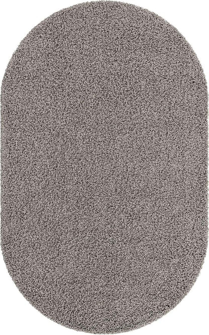 Unique Loom Solid Shag Collection Area Rug (5' 1" x 8' Oval, Cloud Gray)
