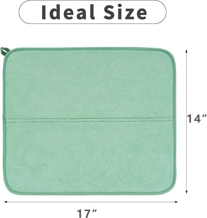 FRESHMNIT Dish Drying Mat for Kitchen Counter, 2 Pack Microfiber Absorbent Dish - Image 5