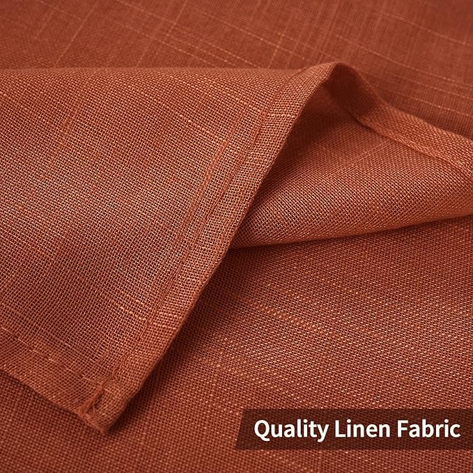 MIULEE Burnt Orange 2 Panels 84 Inch Long Farmhouse Linen Sheer Window Curtains Elegant Terracotta Rust Fall Autumn Drapes Grommet Top Linen Textured Voile for Bedroom Living Room (52 X 84 Inch)