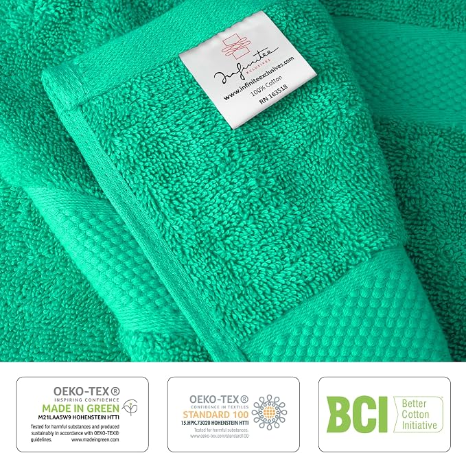 Infinitee Xclusives Luxury 100% Cotton Towel Set – 8 Piece Bathroom Towel Set – - Image 5