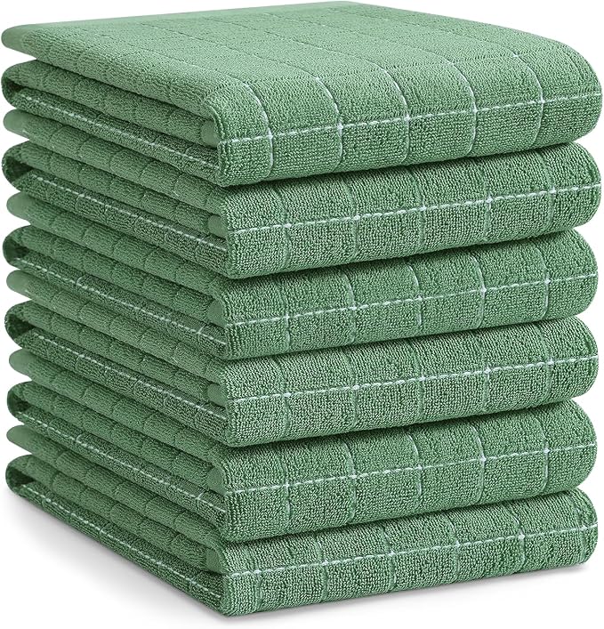 Homaxy 100% Cotton Terry Kitchen Towels, Checkered Designed, Soft and Super by Homaxy
