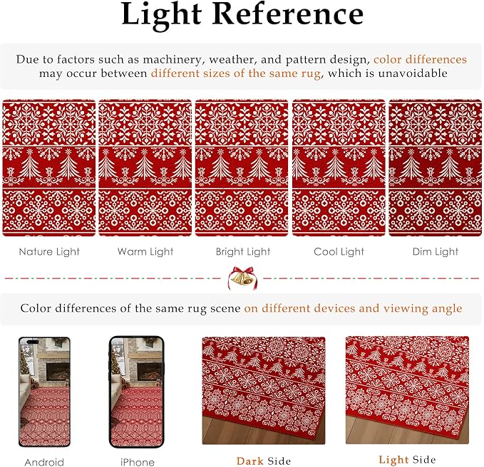 5x7 Area Rug Red Christmas Living Room Carpet Xmas Holiday Decor Bedroom Carpet - Image 9