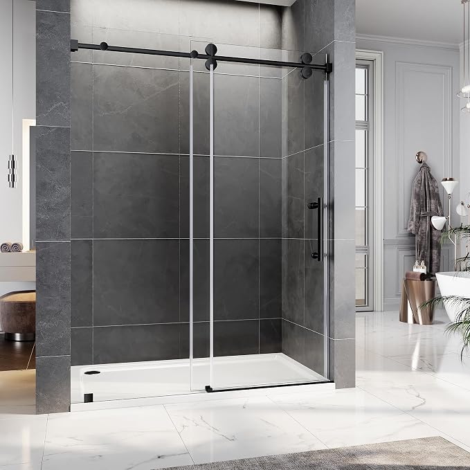 56-60 Inch x 80 Inch Sliding Frameless Shower Door, 3/8" Tempered Glass by UNIKOOSHOWERDOOR