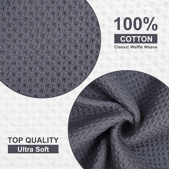 Kitinjoy 100% Cotton Kitchen Dish Cloths, 6 Pack Waffle Weave Ultra Soft - Image 2