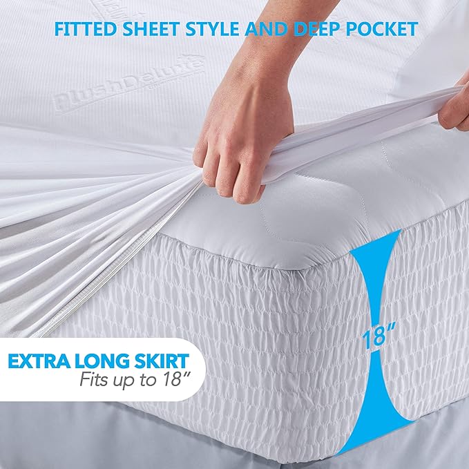 PlushDeluxe Premium Bamboo Mattress Protector – Queen Size, Waterproof - Image 4