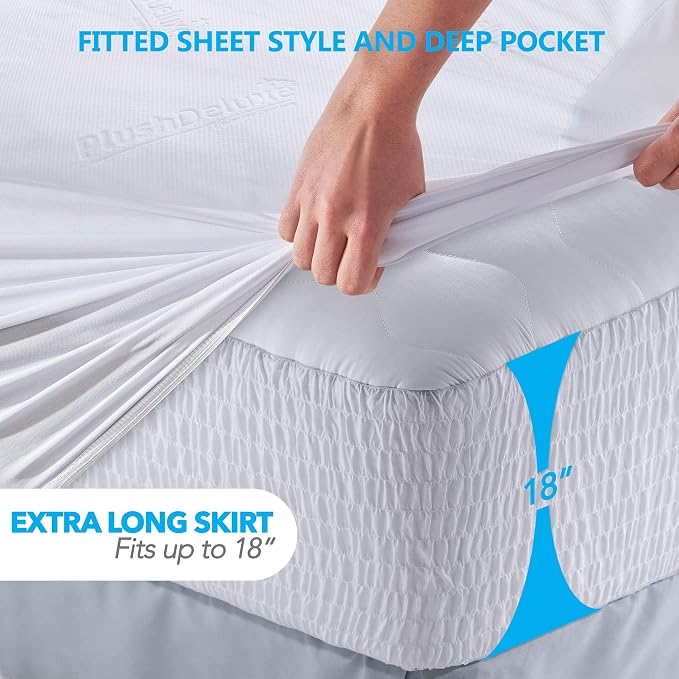 PlushDeluxe Premium Viscose Mattress Protector – Cal-King Size, Waterproof - Image 4