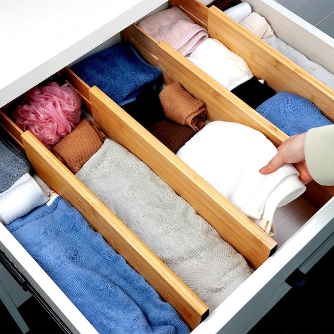 Utoplike Bamboo Drawer Dividers Large, Adjustable Kitchen Drawer Organizers - Image 5
