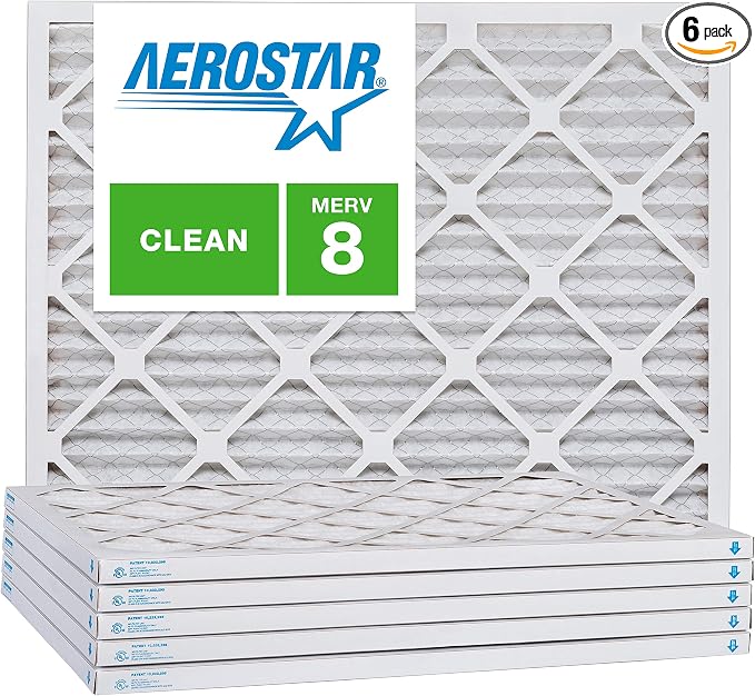 Aerostar 14x25x1 MERV 8, Pleated Air Filter, Box of 6, Made in the USA by AirFiltersDelivered
