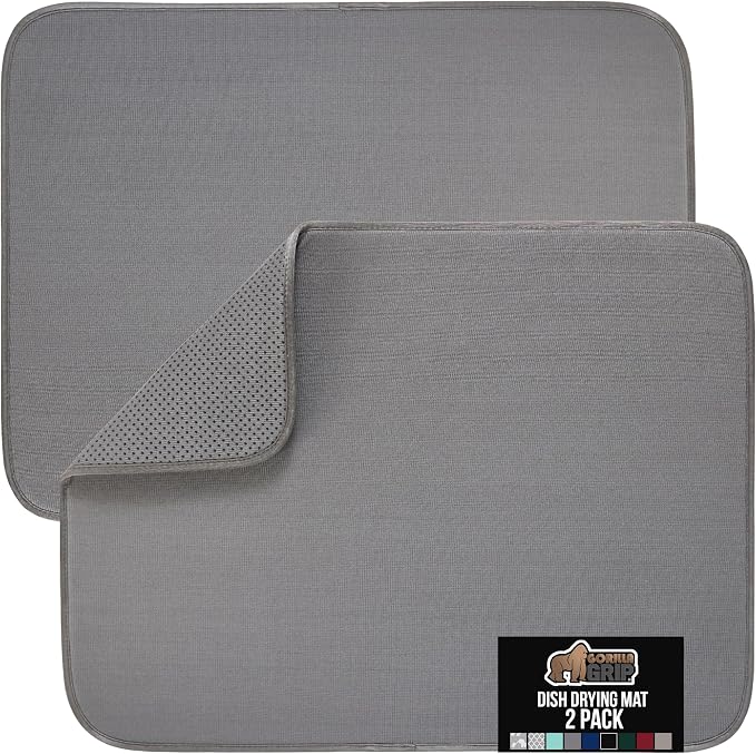 GORILLA GRIP Ultra Water Absorbent Microfiber Dish Drying Mat, Quick Dry Thick by GorillaGrip