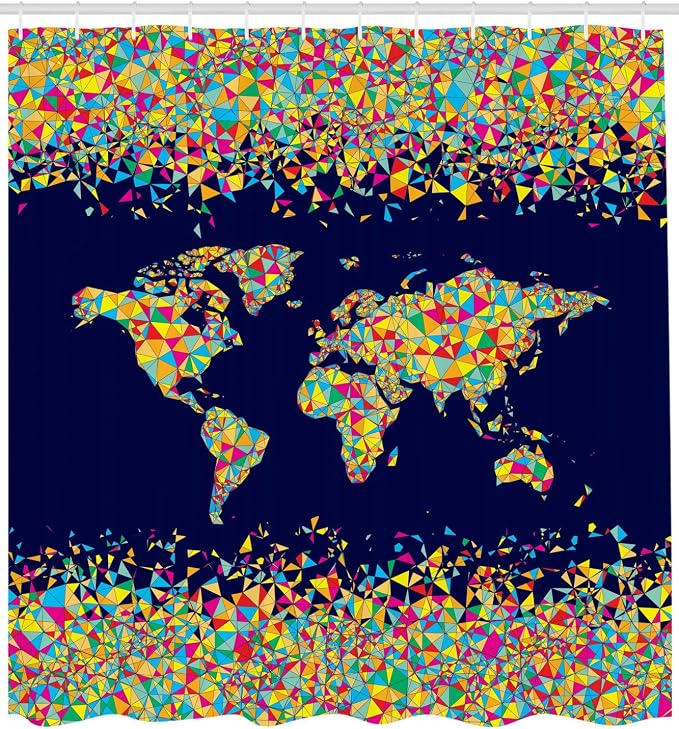 Ambesonne Map Print Shower Curtain, World Map Design - Image 2