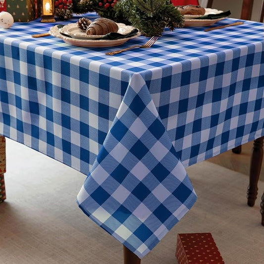 Classic Gingham Plaid Tablecloth Fabric by Essifunia