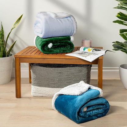 PAVILIA Sherpa Fleece Throw Blanket for Couch, Emerald Green, Plush Soft Fuzzy Sofa Blanket, Cozy Reversible Winter Throw for Women Men, 50x60 Inches