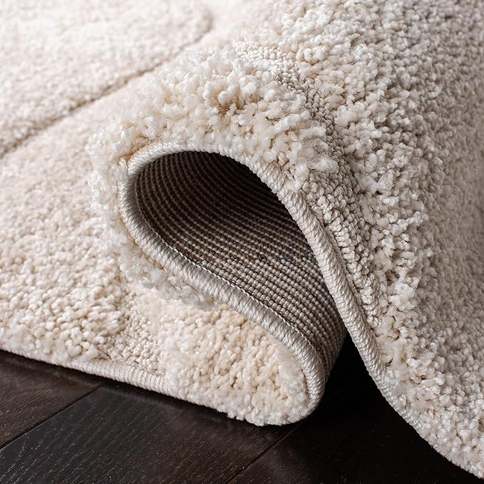 SAFAVIEH Florida Shag Collection Area Rug - 9'6" x 13', Creme & Creme, Non-Shedding & Easy Care, 1.2-inch Thick Ideal for High Traffic Areas in Living Room, Bedroom (SG471-1111)